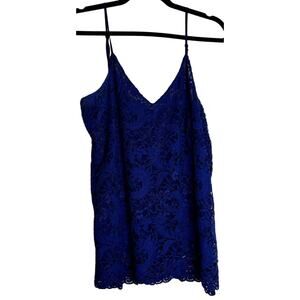 Zara Cami Top Women Size Large Blue Paisley Lace Crochet Coquette Party Elegant